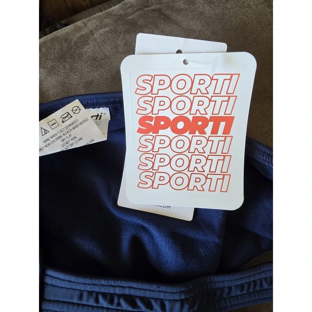 NWT Sporti Women's One Piece Swimsuit Size 38 Navy Blue Solid Sleeveless Swim